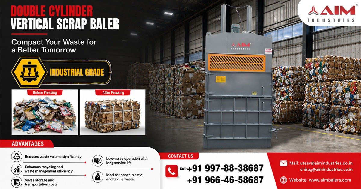 Double Cylinder Vertical Scrap Baler in Algeria